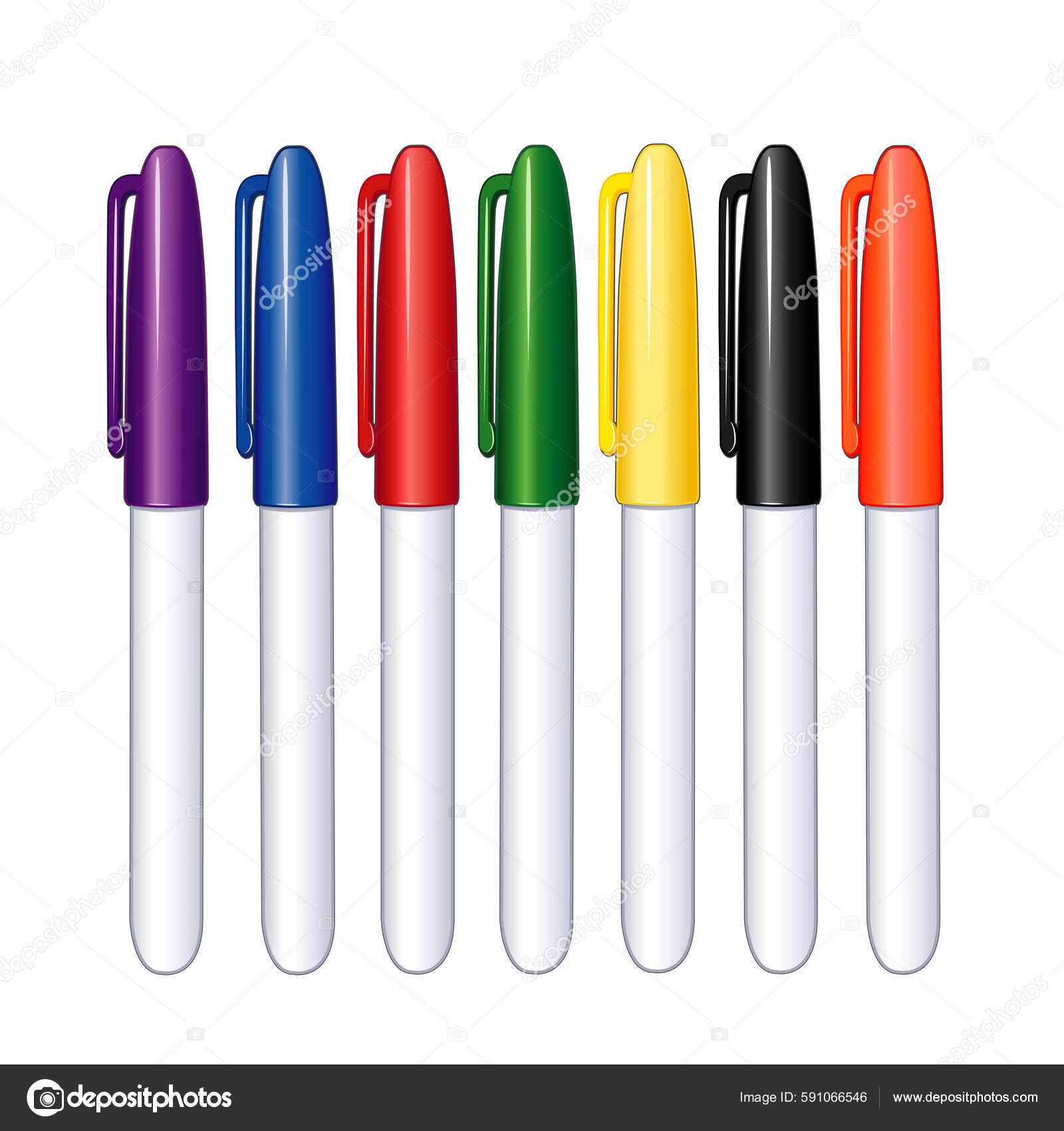 Markers Fine Point Felt Tip Pens Seven Colors Art Supplies Stock Vector by  ©casejustin 591066546